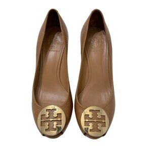 Tory Burch Benton Peep Toe Wedge Heels Sz 8.5